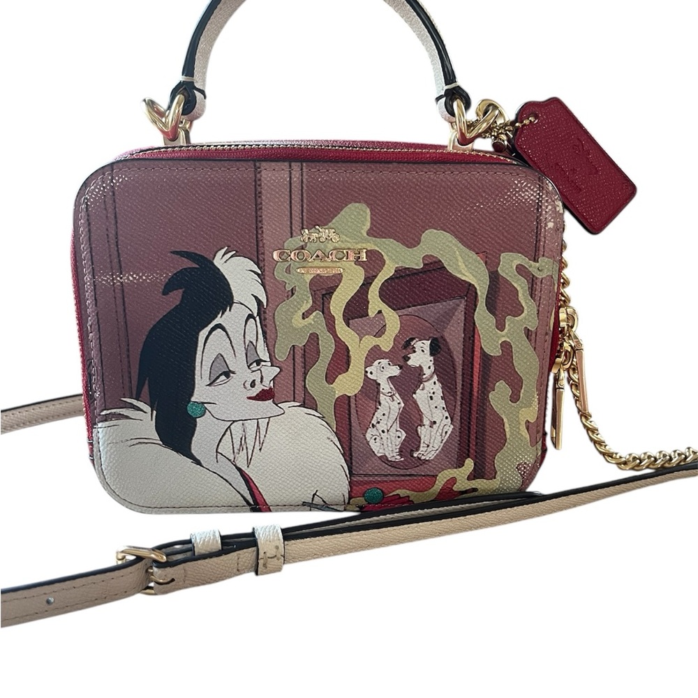 Coach Crossbody Bag with Cruella Design - Red and Cream